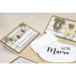 Bababejelentő zokni pezsgő színű dobozban