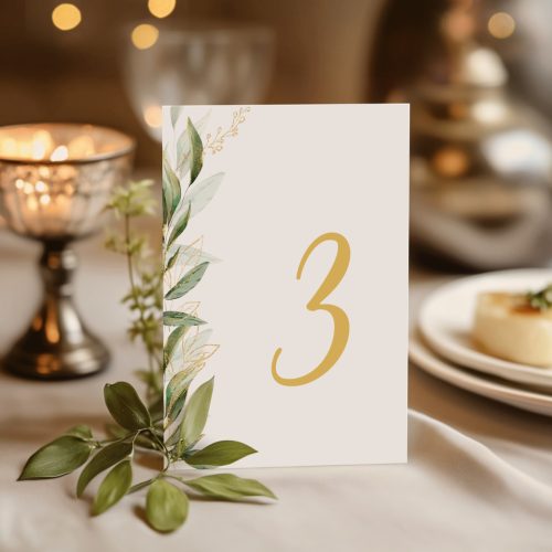 Glimmer and Green esküvői asztalszám