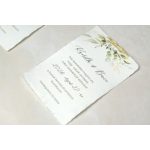 Greenery stílusú esküvői meghívó arany részletekkel és kézműves papíron