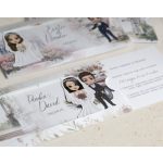 Bordó kihúzható esküvői meghívó