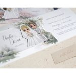 Zöld kihúzható esküvői meghívó