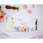 Horgászos kék rózsaszín kihúzható esküvői meghívó