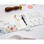 Horgászos kék rózsaszín kihúzható esküvői meghívó