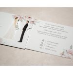 Rózsaszín színvilágú, kihúzható romantikus esküvői meghívó