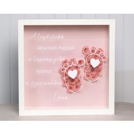 Rózsaszín virágos lábnyomos képkeret