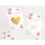 Kaparós keresztszülő felkérő lap - rózsaszín macis