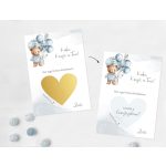 Kaparós keresztszülő felkérő lap - lufis kék macis