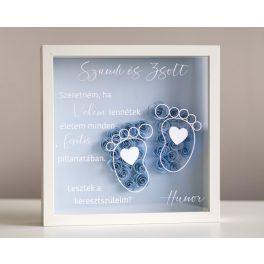 Keresztszülő felkérő képkeret kék