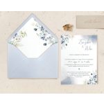 Kék esküvői meghívó szett választható bélelt borítékkal