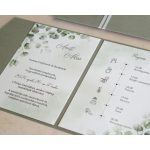 Természetes stílusú eukaliptusz esküvői meghívó