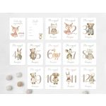 Állatos baba mérföldkő kártya