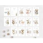 Állatos baba mérföldkő kártya