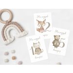 Állatos baba mérföldkő kártya