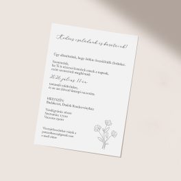 Minimalista esküvői meghívó virágos grafikával, Floral design.