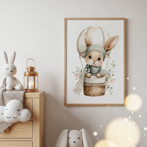 Nyuszi mintás baba poszter bohókás stílusban babaszobába