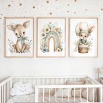 Erdei baba poszter szett babaszobában falra kihelyezve