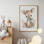 Őzike mintás baba poszter falon babaszobába
