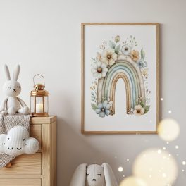 Szivárvány mintás baba poszter finom színekkel babaszobai dekorációnak