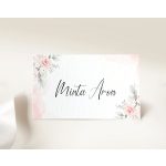 Rózsaszín virágos ültetőkártya